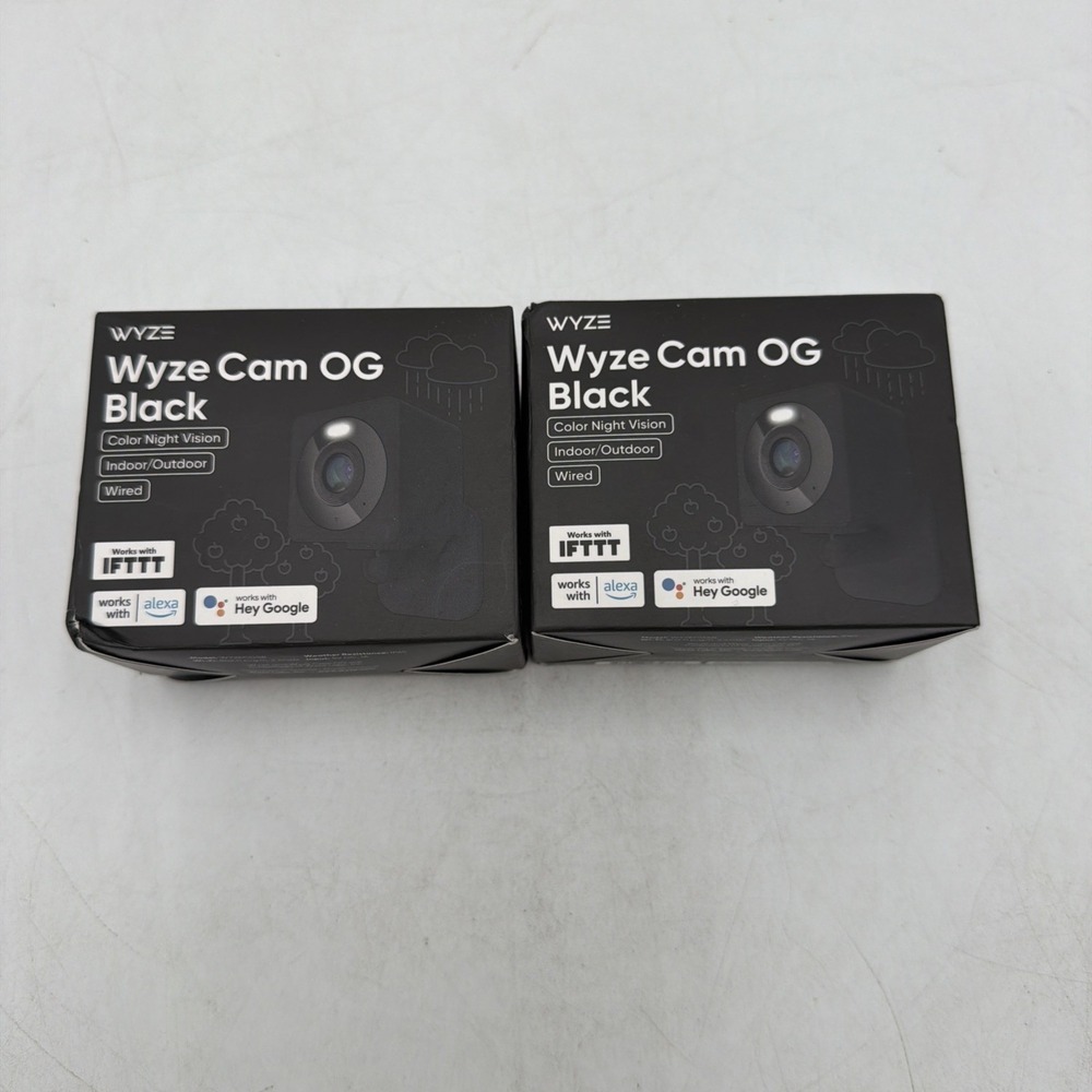 Lot Of 2 Wyze Cam OG 1080p Color Night Vision Spotlight Black Wi-Fi Smart New